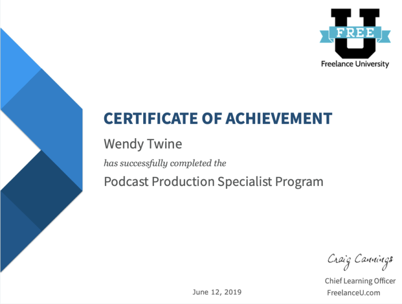 Certificate of Achievement Wendy Twine